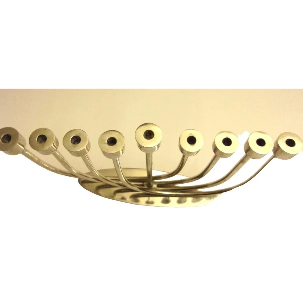Pottery Barn Rachel Silver Menorah Metal Art Deco Style Hanukkah Chanukah